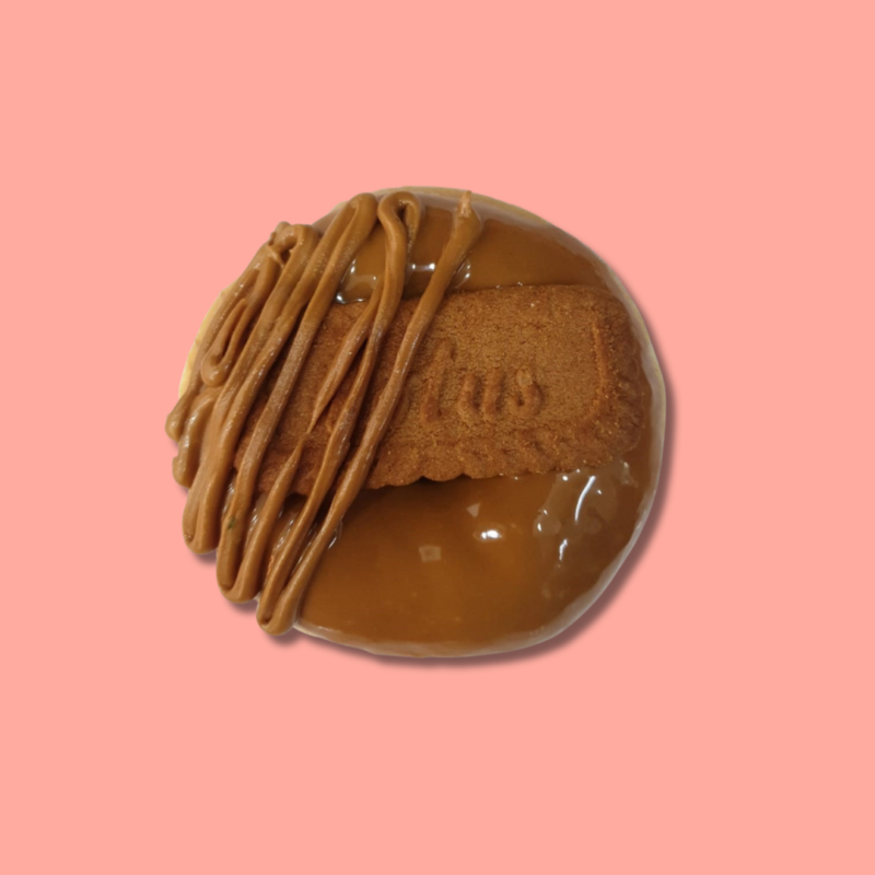 Lotus Biscoff donut with caramel biscuit crunch – Go Nuts Donuts